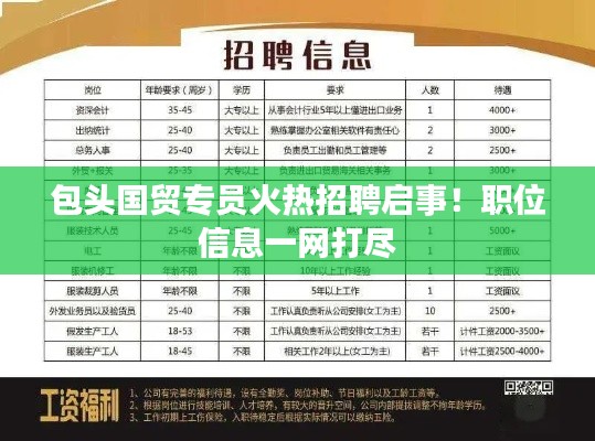 包头国贸专员火热招聘启事!职位信息一网打尽